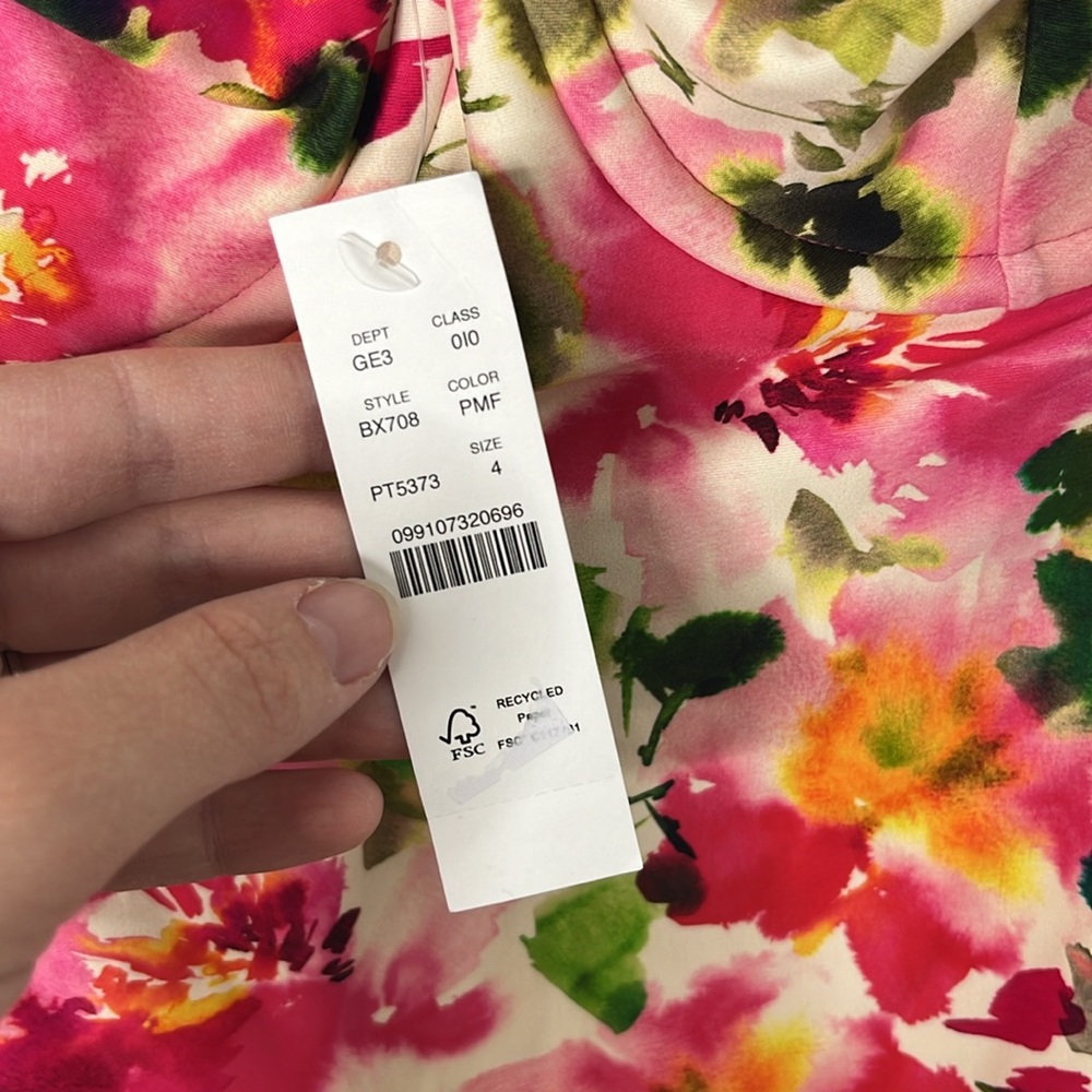 J. Crew Pink Floral One-Piece Swimsuit with Green Accents - Picture 3 of 8